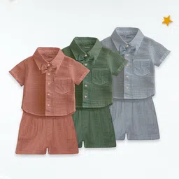 Kidbea Kids Pack Of 3 Shirt With Shorts Clothing Set-image-47