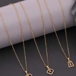 Boghra Sales Women Set Of 3 Gold-Plated Alloy American Diamond Necklace-1