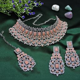 VATSALYA creation Rhodium-Plated Artificial Stones Alloy Jewellery Set-image-91
