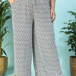 Oxolloxo Curve Women Printed Plus Size Original Trousers-8