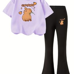 YK Girls Printed Round Neck T-Shirt With Trouser-image-63