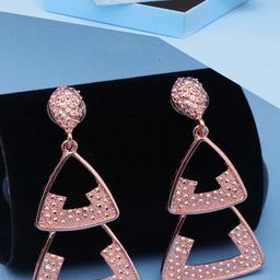 KPOP Rose Gold Plated Triangular Drop Earrings-24