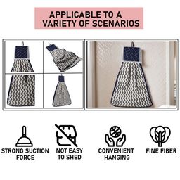 Kuber Industries Grey 6 Pcs Printed Microfiber Wash Basin Napkin Towel With Hanging Loops image 3