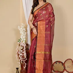 DipDiya Floral Embroidered Taant Saree-image-59