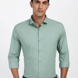 Peter England Textured Slim Fit Spread Collar Cotton Opaque Formal Shirt-picture-30
