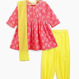 Campana Girls Floral Printed Empire Pure Cotton Kurta with Salwar & With Dupatta-picture-16
