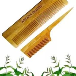Neem Wooden Dual Lily & Tail Comb Pack of 2 Growth, Hairfall, Dandruff, Frizz Control-image-79