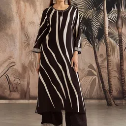 Sangria Printed With Embroidered Kurta With Palazzos-41