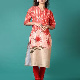 LIMEROAD Women Printed Mirror Work Anarkali Kurta-image-20