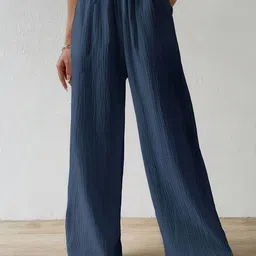 Visit Wear Women Loose Fit High-Rise Wide Leg Trousers-picture-29