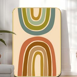Livin'luxe Green & Grey Dual Rainbow Arch Abstract Rectangle Wall Art-picture-17