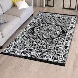 Furnishing Hut Black Floral Anti-Skid Cotton Carpet-picture-11