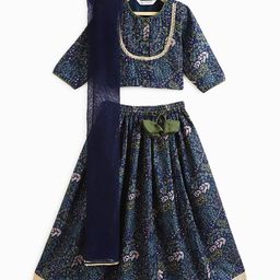 Campana Girls Printed Sequinned Ready to Wear Lehenga & Blouse With Dupatta-picture-19