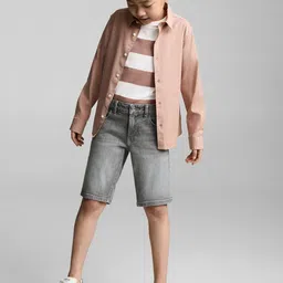 Mango Kids Boys Washed Denim Shorts-image-49