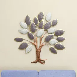 vedas Mystic Indiana Grey & White Textured Metal Ivory Leaf Wall Decor-image-52