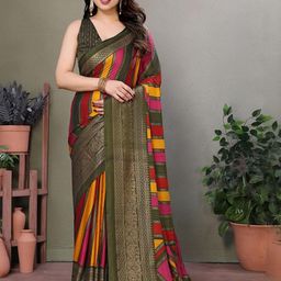 KALINI Striped Poly Chiffon Saree-image-30