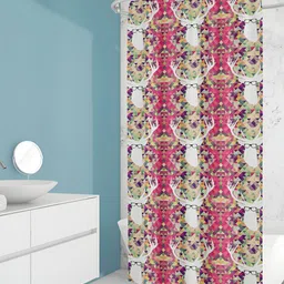 ArtzFolio Pink, Green & Yellow Printed Waterproof Shower Curtain-image-42