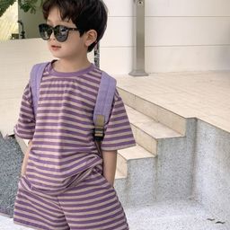 LULU & SKY Boys Striped T-shirt with Shorts-image-59