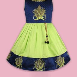 Wish Karo Ethnic Motifs Embroidered Satin Fit & Flare Dress-picture-28