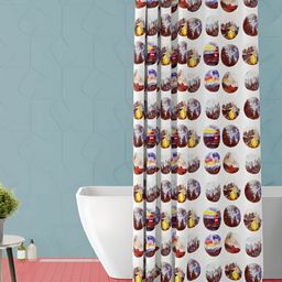 ArtzFolio White & Brown Printed Waterproof Shower Curtain-image-66