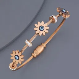 Kushal's Fashion Jewellery Rose Gold Plated Stone Studded Kada Bracelet-22