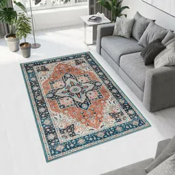 MAA HOME CONCEPT Blue Ethnic Motifs Anti-Skid Woollen Carpet-picture-38