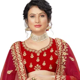 Maroosh Embellished Thread Work Unstitched Lehenga & Blouse With Dupatta image 2