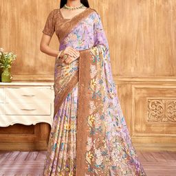 LeeliPeeri Designer Floral Poly Crepe Saree-image-43