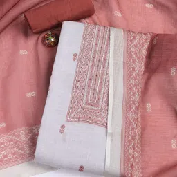 Meena Bazaar Floral Woven Design Sequinned Linen Unstitched Dress Material-image-49