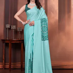Pionex Floral Printed Block Printed Ready To Wear Satin Saree-picture-21