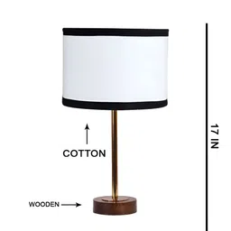 Aura White & Black Textured Metal Cylinder Shaped Table Lamp-38