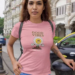 Moda Rapido Women Printed V-Neck Bio Finish Applique Slim Fit T-shirt-image-53