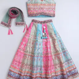 JAY NAGNATH FAB Girls Woven Design Embellished Lehenga & Blouse With Dupatta-54
