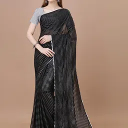 REDFISH Striped Zari Embroidered Sarees-picture-42