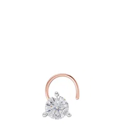 Sparkles Women Lab Grown Diamond Round Shape 3 Prong Solitaire Diamond Nose Pin 14K-image-18