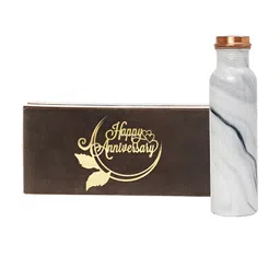 INTERNATIONAL GIFT White & Blue Copper Water Bottle With Happy Anniversary Tag Gift Set-picture-54