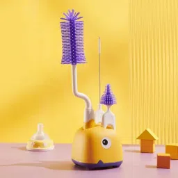 360° Movable Silicone Bristles Baby Kids Feeding Bottle, Nipple &-3