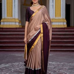 Suta Brown Color Cotton Blend Saree.-46