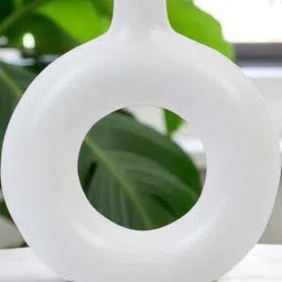 Artisans Bazar White Ceramic Donut Ring Vase-10