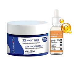 GRANTHVEDA Set Of 2 Vitamin C Serum 30 ml & Kojic Acid Night Cream Glow Boost - 50 g-18