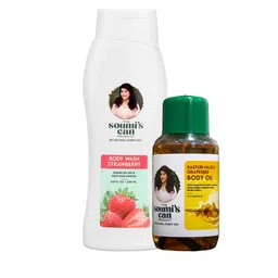 THE SOUMI'S CAN PRODUCT Body Wash Strawberry Kasturi Haldi & Grapeseed Body Oil- 400ml-picture-1