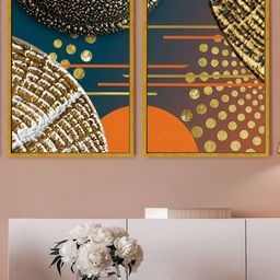 Art Street Australian Blue & Gold-Toned 2 Pieces Printed Canvas Wall Paintings-image-3