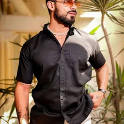 SZN Men Standard Fit Solid Spread Collar Cotton Casual Shirt-image-71