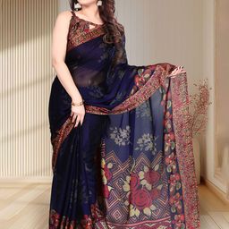 MAGNEITTA Floral Printed Pure Chiffon Saree-image-29