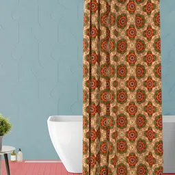 ArtzFolio Yellow & Brown Floral Printed Waterproof Shower Curtain-11