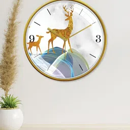RANDOM Gold-Toned & White Printed Contemporary Wall Clock-picture-5