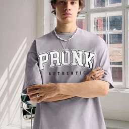 PRONK Men Typography Printed Applique T-shirt with Mask-image-92