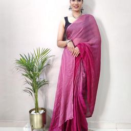 HERE&NOW Striped Pure Chiffon Ready to Wear Saree-image-81
