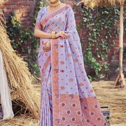 SANGAM PRINTS Woven Design Zari Tussar Saree-image-61