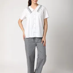 BLANC9 Women Checked Pure Cotton Night suit-image-85